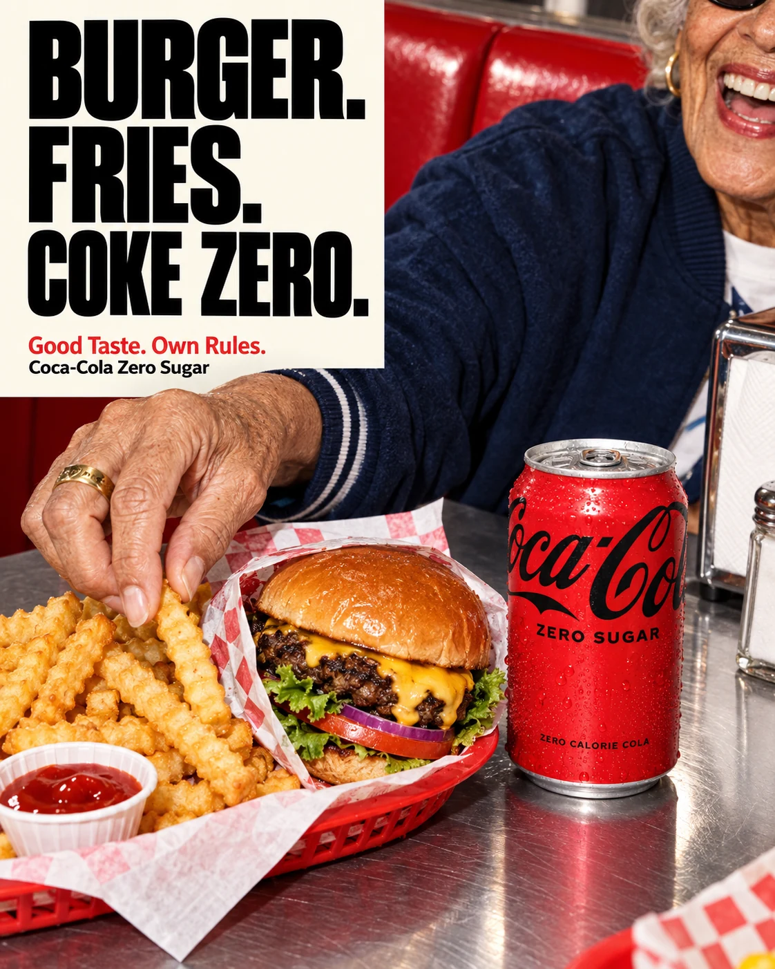 Burger. Fries. Coke Zero.