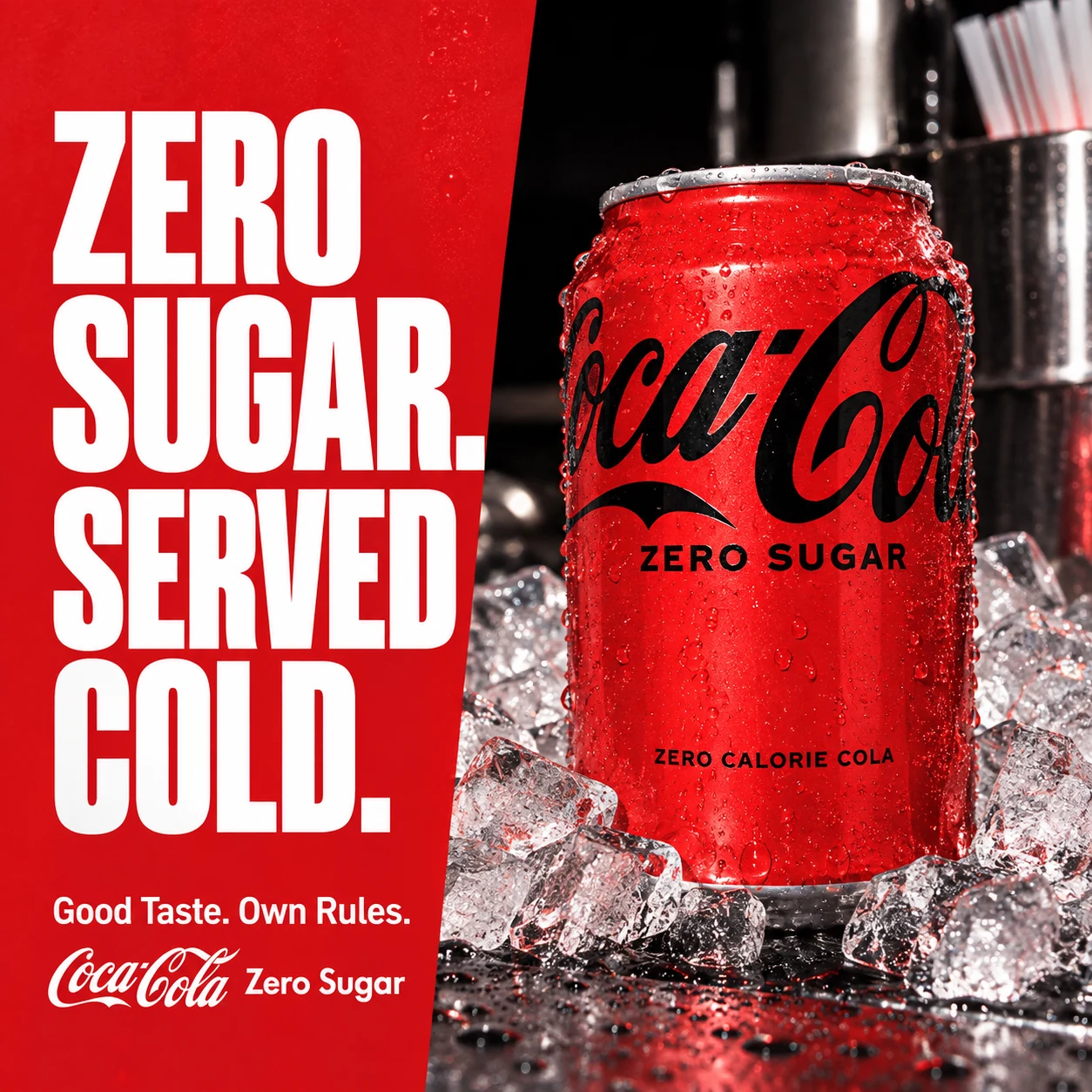 Zero sugar. Served cold.