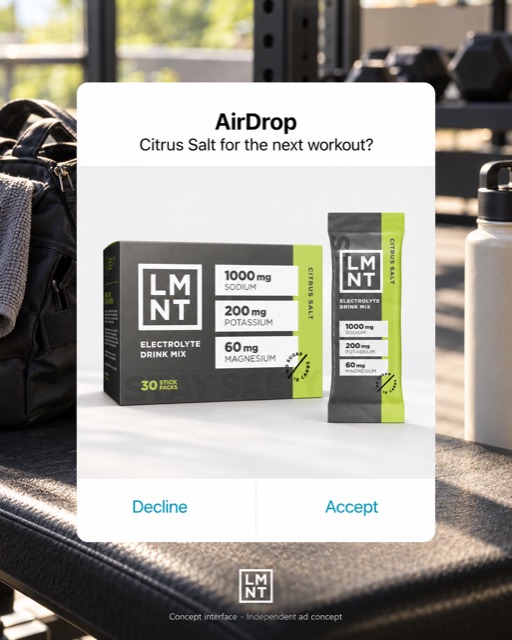 LMNT Citrus Salt concept ad in a gym setting