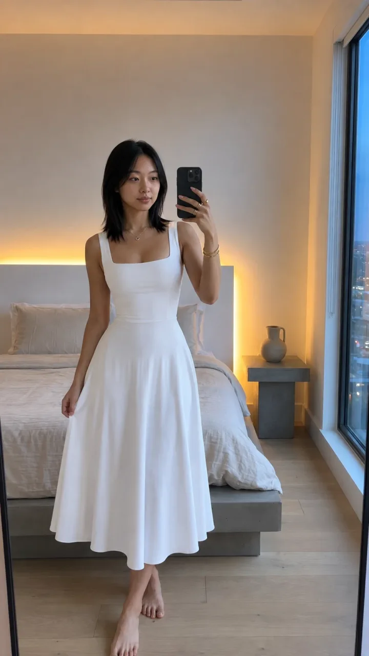 White midi dress